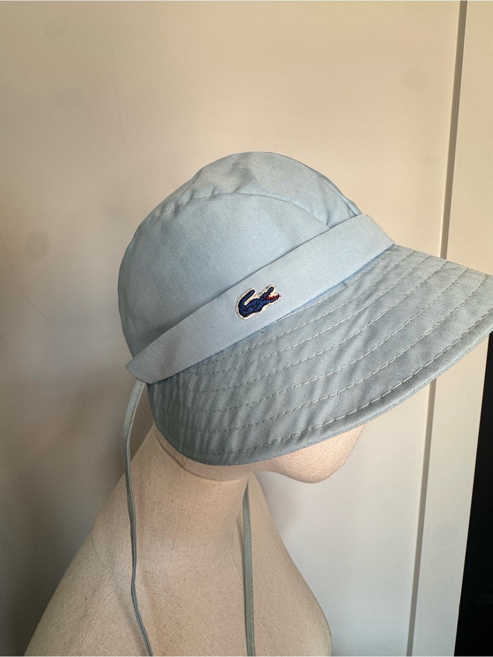 Lacoste Pale Blue Bucket Hat with Embroidered Crocodile
